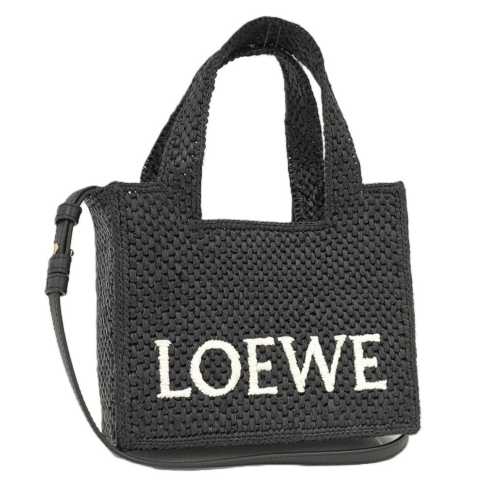 Loewe Font Tote Bag Shoulder Raffia Black